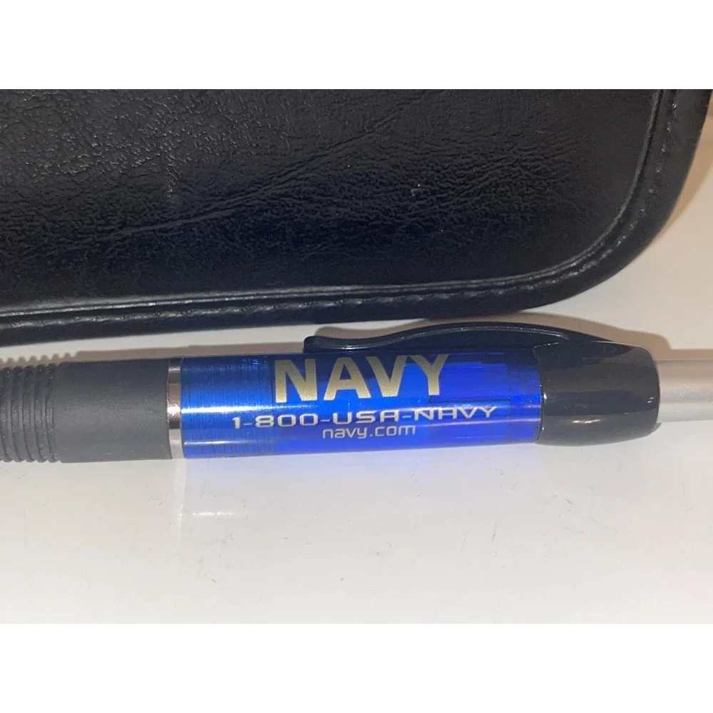 Vintage United States Navy Black 3 Ring Portfolio With Embroidered Logo & Pen